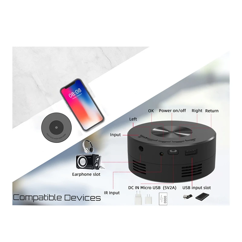 YT200 Smart Projector Android LED 1080P HD Projetor, Ideal For Home Cinema And Outdoor Entertainment