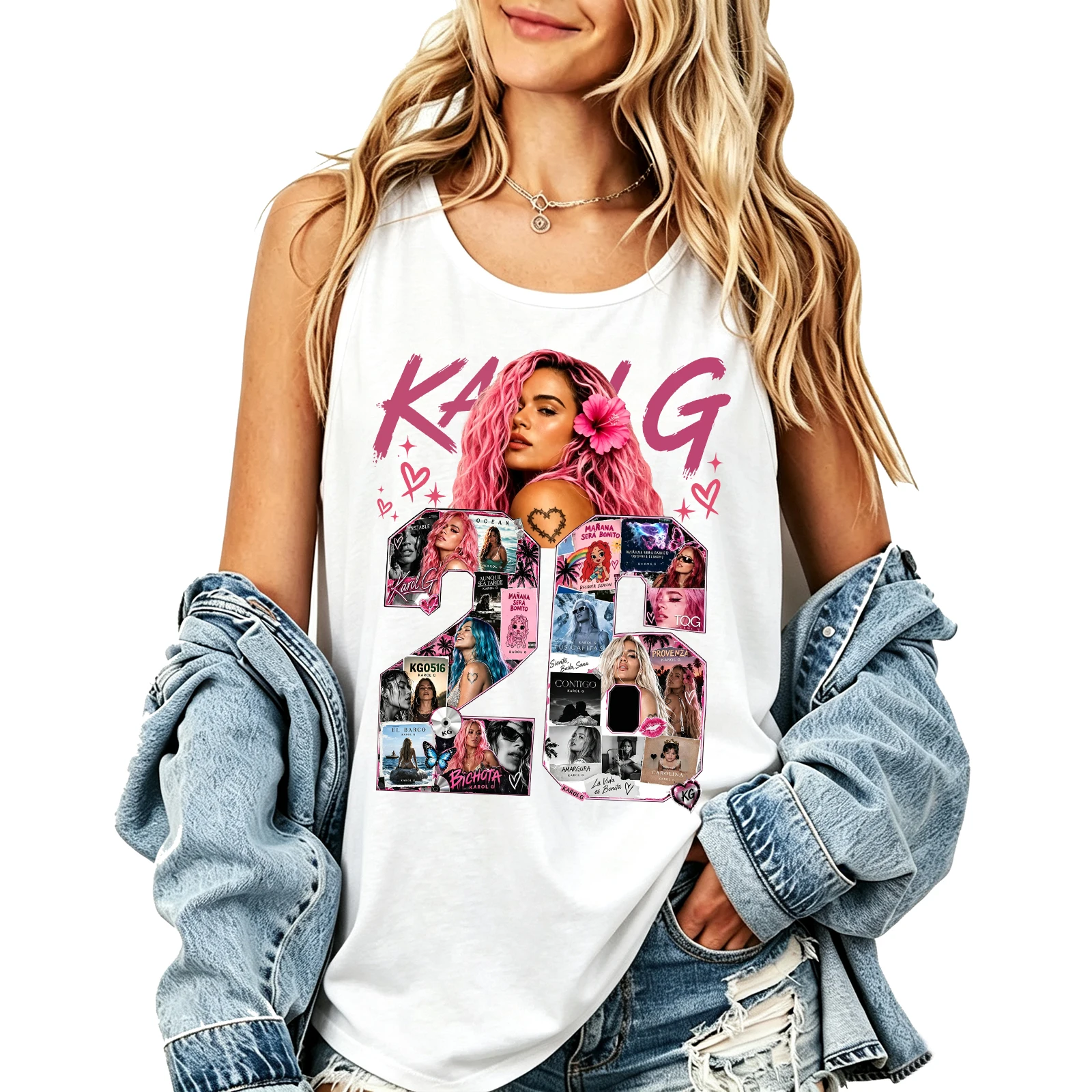 Karol G Tropitour 2026 Tank Top Sleeveless Vest Men Women Casual Cotton Streetwear Tank Top Gift