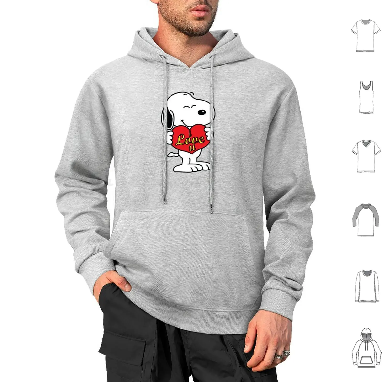 Hoodie cotton Long Sleeve Christmas Comics Dog Cartoon Funny Woodstock Lucy