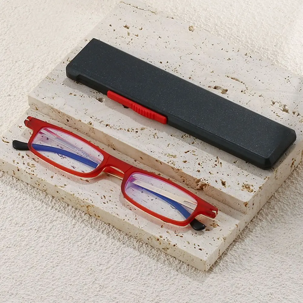 Klappbare Lesebrille, Anti-Blaulicht, für Männer und Frauen, klein, tragbar, HD, bequem, mit Brillenbox