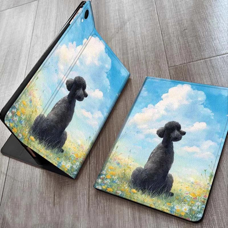 

Black Poodle Cloud Field For Samsung Galaxy Tab S11 A11 A9 A8 S6 A 10.1 A7 10.4 Plus 2025 2023 Tablet Case Gift