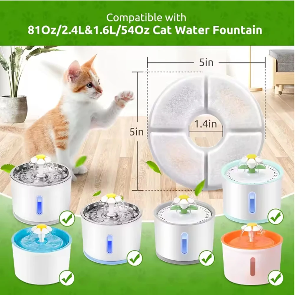 Filtros de substituição para fonte de água de gato filtros de substituição de carbono ativado pet gato dispensador de água filtros acessórios