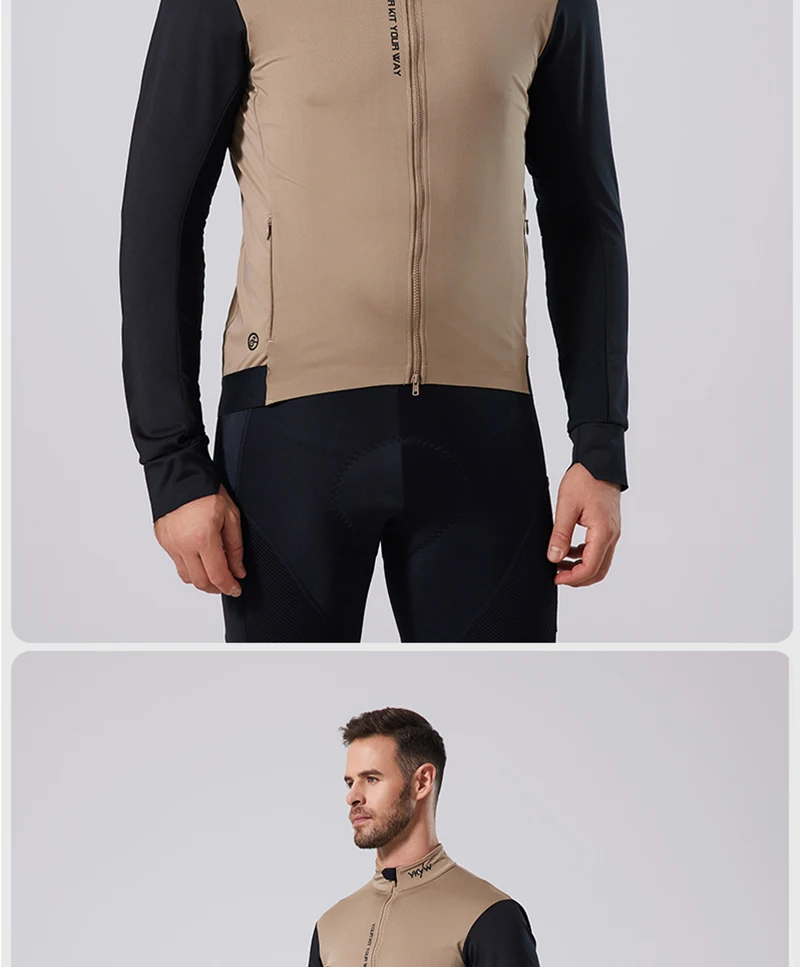 YKYW Herren-Radjacke, winddicht, wasserdicht, langärmelig, MTB, Fahrradmantel, Fahrradsport, Windjacke, Doppelreißverschluss, Radtrikot – Detail 15