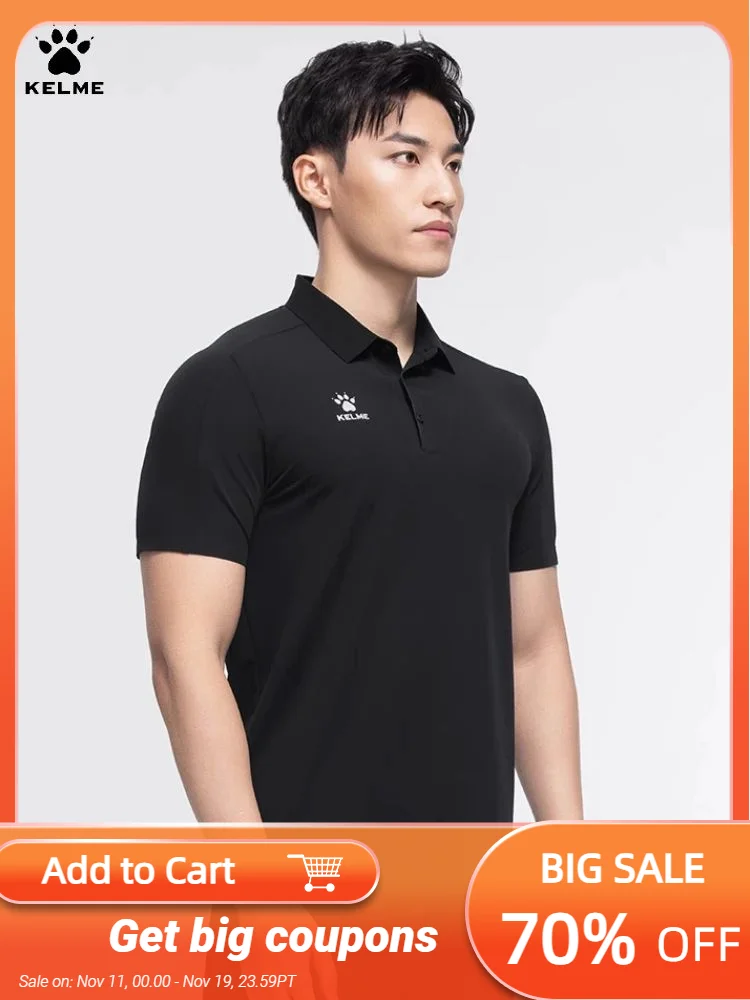 

Kelme Men's Polo Shirt Lapel Hiking Sports T-shirt Breathable Casual Business Short-sleeved Outdoor Camping Top