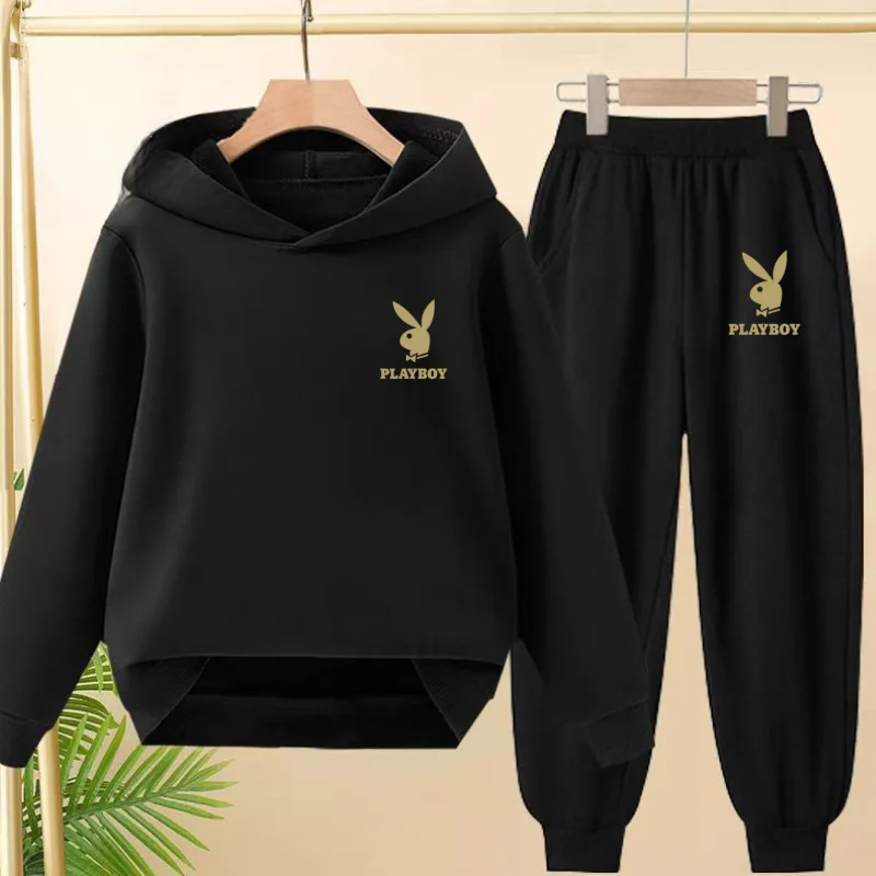 

3-12 Age Children Outerwear Autumn Winter 2 Piece Set Boy Girl Classic Hoodie+Trousers Fashion Pullover Cute Hooded Sportswear