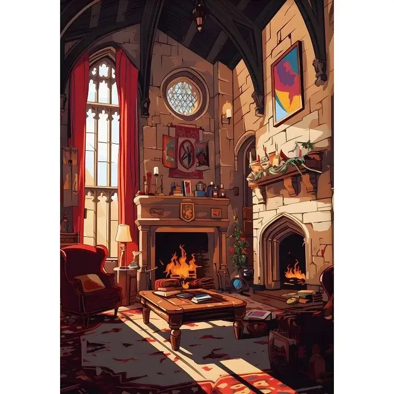 خمر H-Hogwarts القلعة السحر معالج المدرسة السحرية الجدار ملصق فني قماش اللوحة لغرفة المعيشة النوم ديكور المنزل جدارية