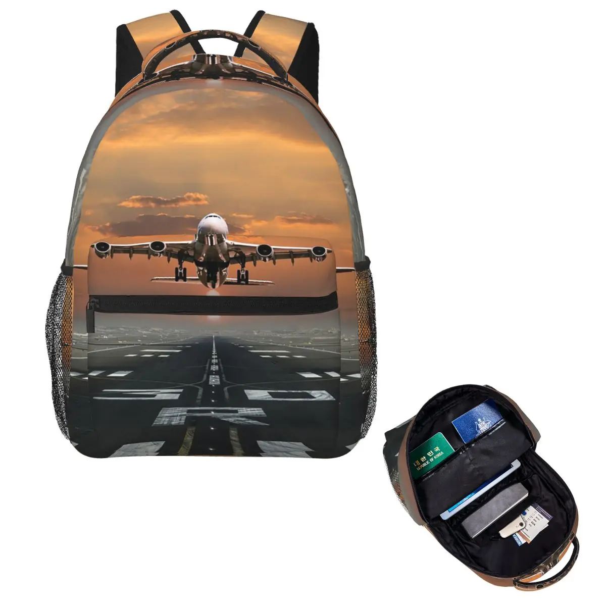 

Airplane Takeoff Backpack Hot Sale Daypack Large Capacity Children BookBag School Bag Shoulder Bags for Men Women