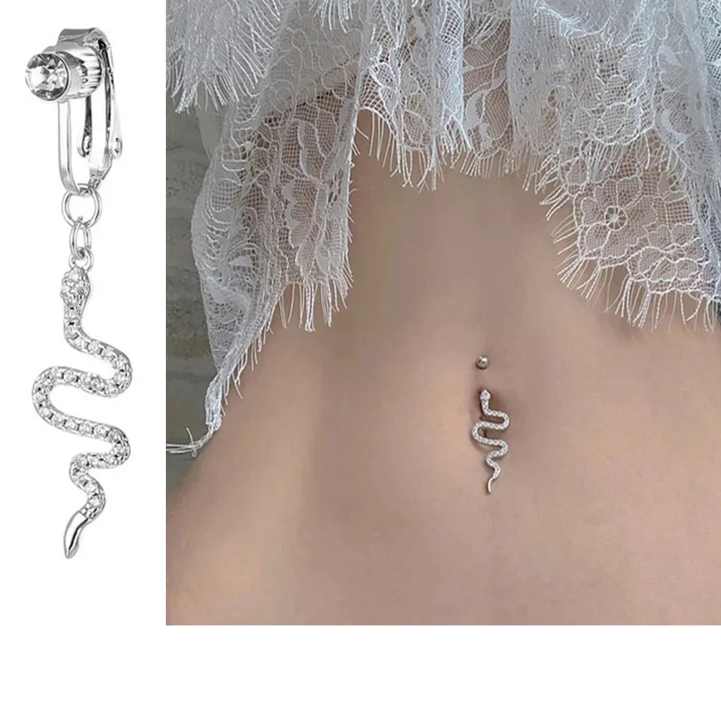 New Snake Fake Belly Ring Butterfly Fake Belly Piercing Butterfly Clip on Umbilical Navel Fake Pircing Cartilage Earring Clip