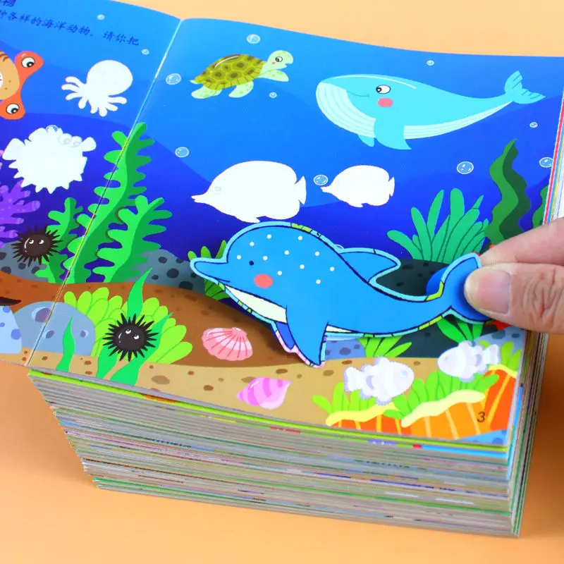 60 Books/Set Concentration Children's Sticker Book Puzzle Cartoon Stickers Toddler Baby Early Education Picture Book Books Hot