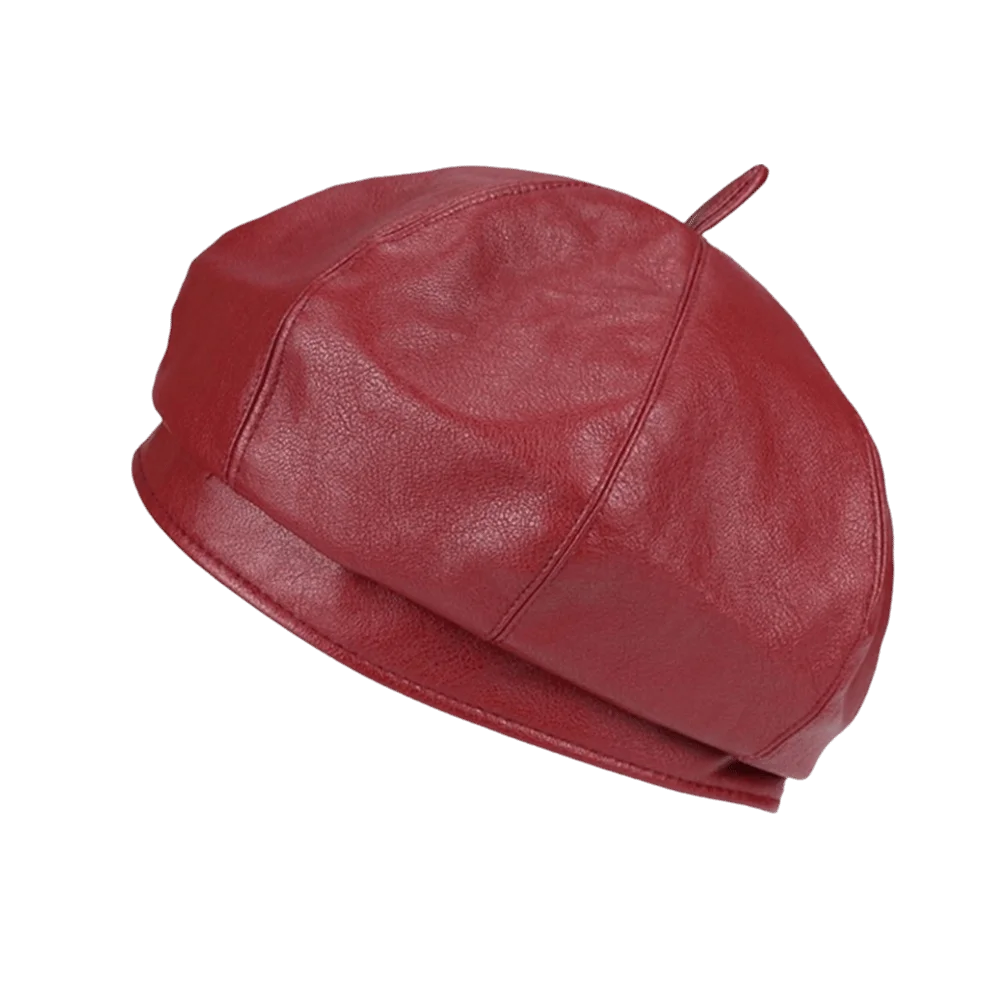 Fashion Solid Color PU Leather Beret Newsboy Cap Artist Hat Octagonal Hat British Style Pumpkin Cap Painter Hat Travel