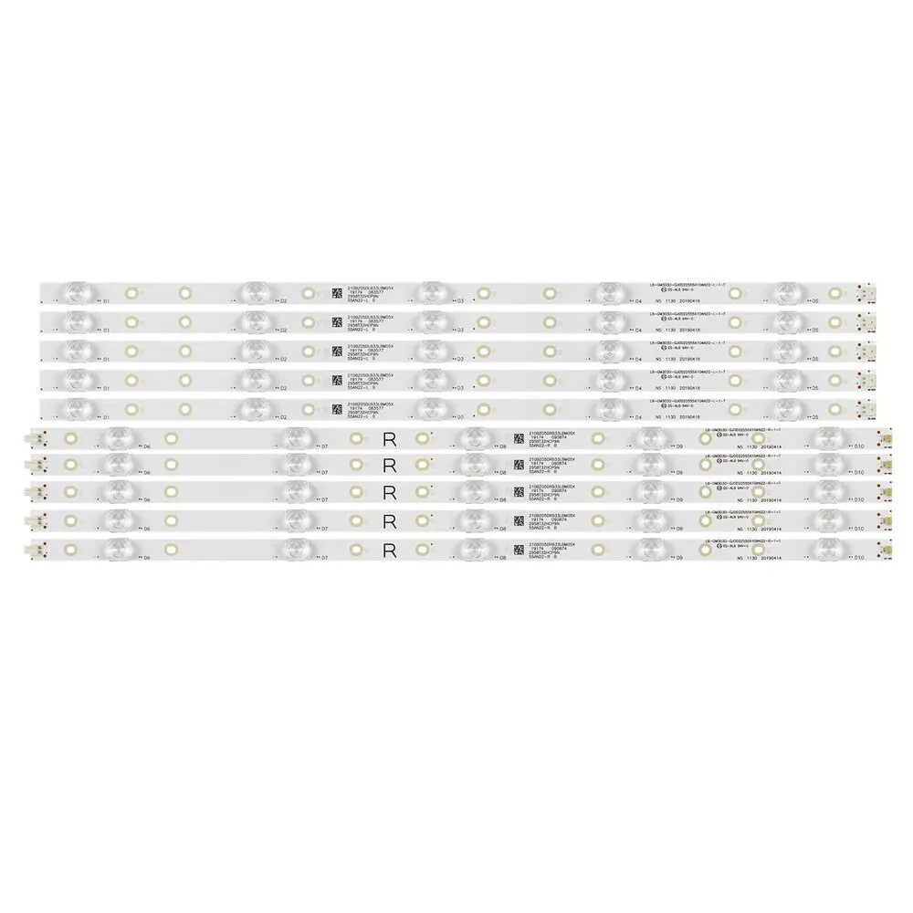 

Kit/10pcs LED Strips For 55PUS6754 55PUS6814 LB-GM3030-GJ0D22555X10AN22-L-1-H