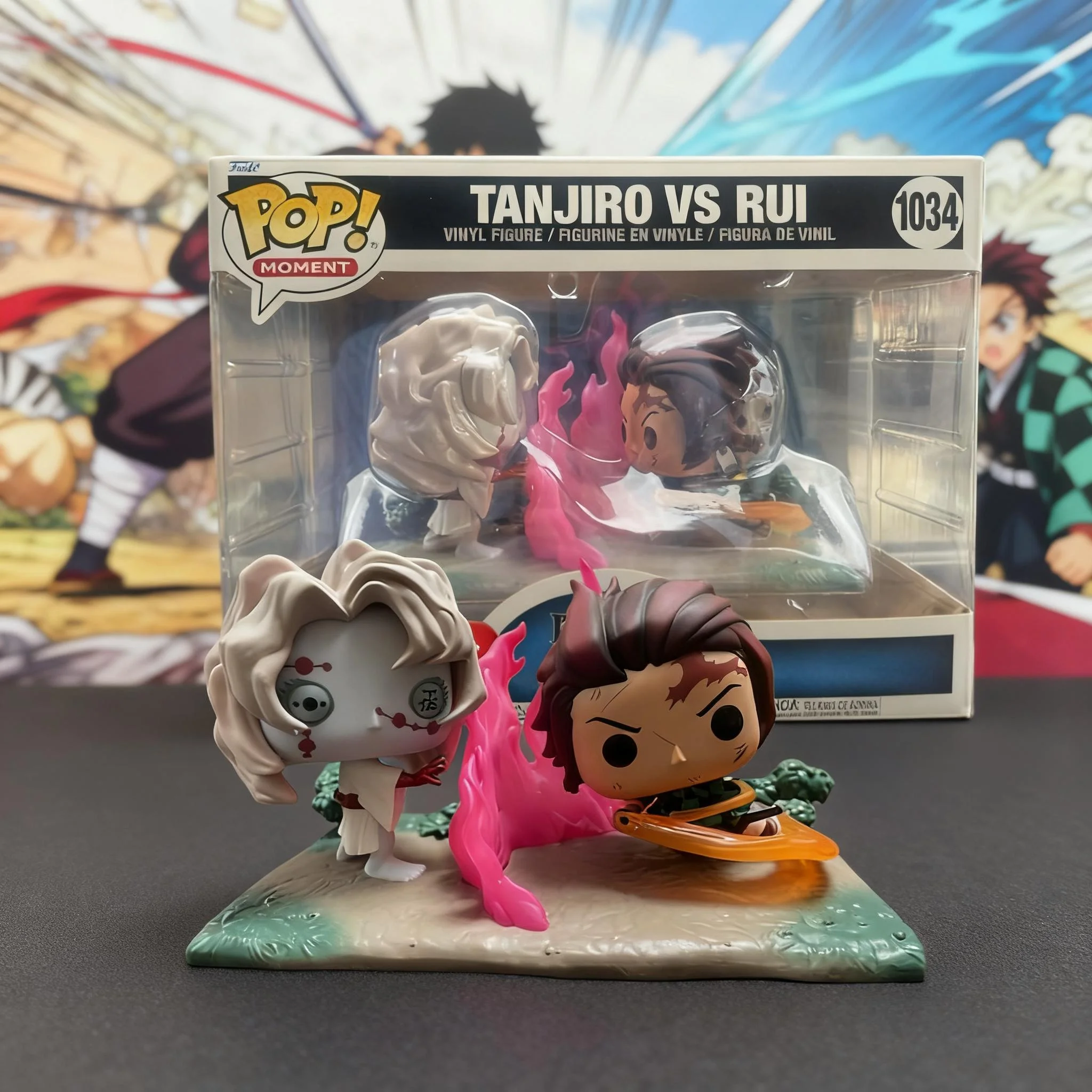 

Demon Slayer Moment Tanjiro vs Rui #1034 Funko Pop Genuine Figure Limited Edition Collectible Decoration Figure Fans Toy Gift