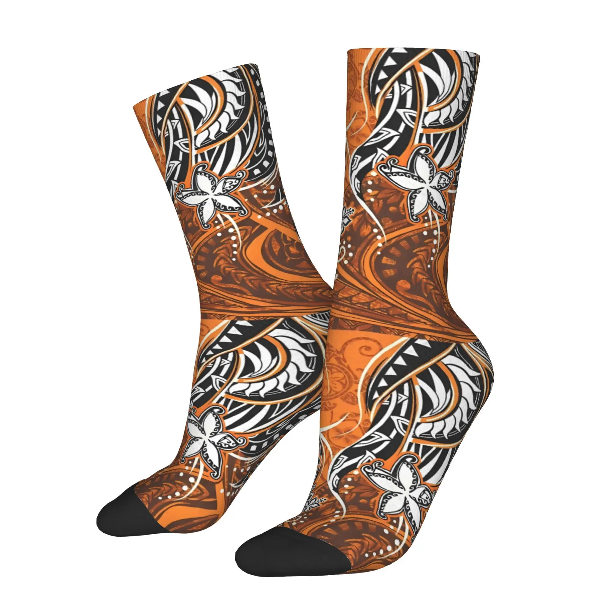 

Retro Hawaiian Sunset Orange ALOHA Print Men's Socks Unisex Street Style Pattern Printed Happy Crew Sock Gift