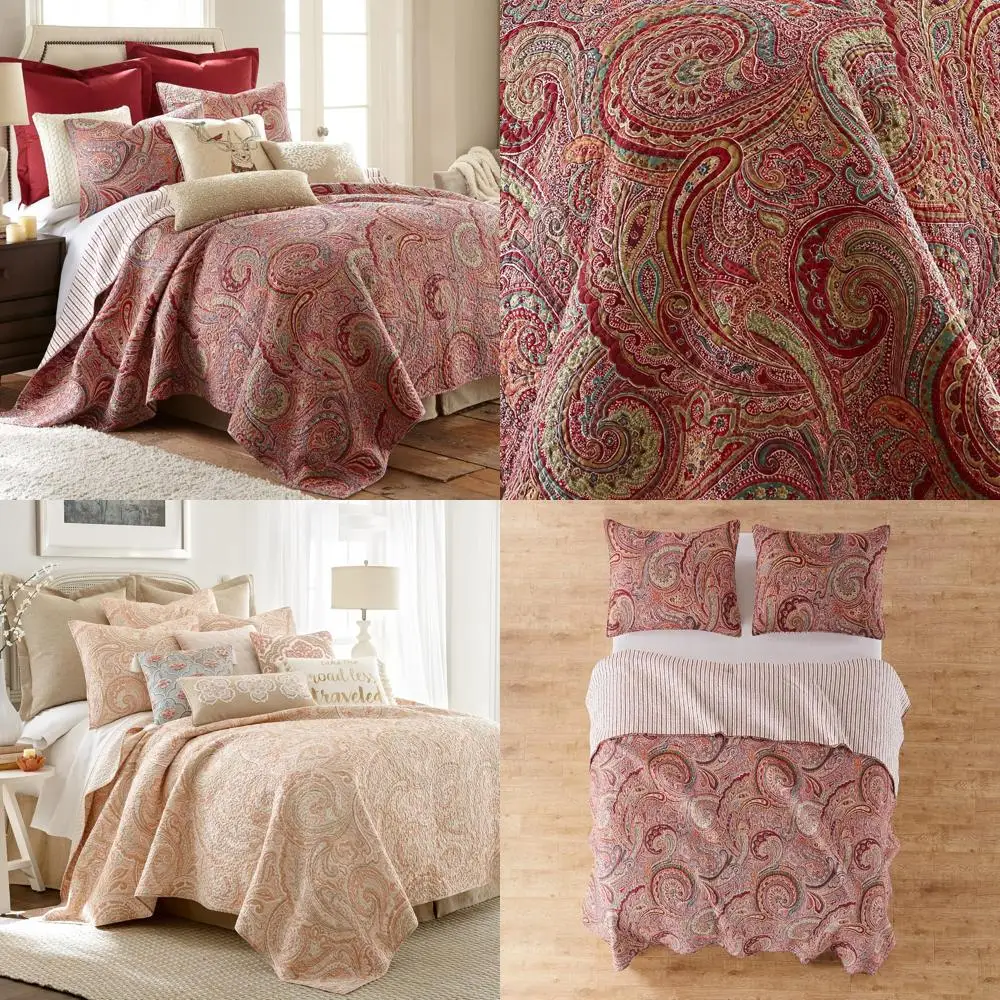 

Levtex Home Spruce Red Paisley Quilt Set with Two Pillow Shams - Full/Queen Size