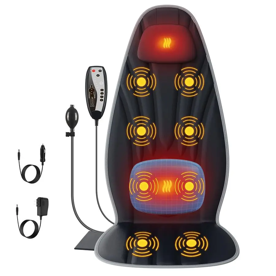 

Back Massager for Chair, Seat Massager for Full Back with 8 Vibrating Motors and 2 Heat Levels, Massage Chair Pad for Office Hom