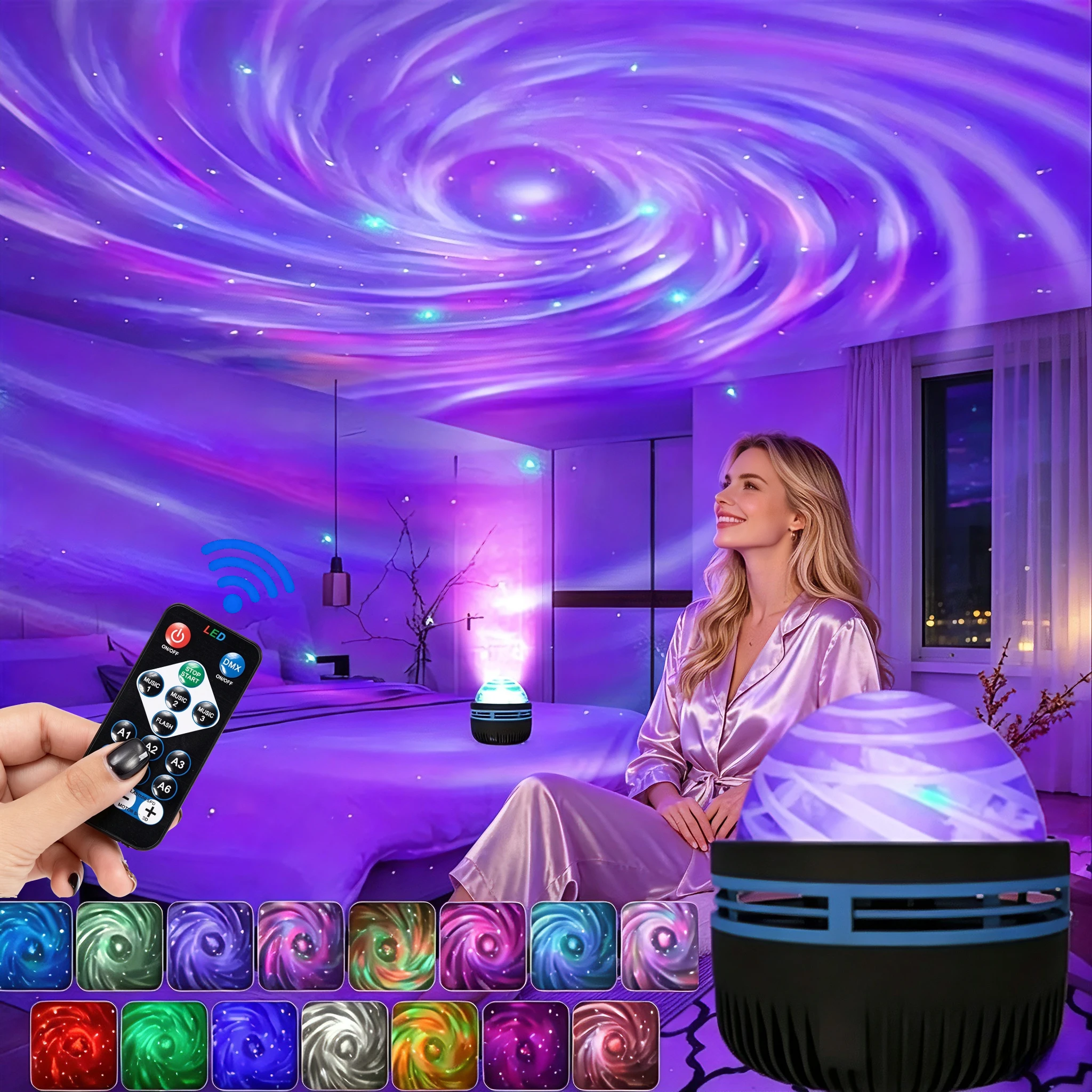 Northern Lights Starry Sky Projector LED Night Light with Remote Control USB A Variety of Styles for Home Bedroom Party Decor