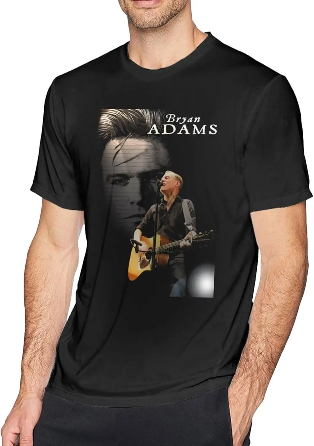 Bryan Music Adams Shirt Men's Casual Graphic Tee Summer Unisex Crew Neck Soft Top Tshirt Black