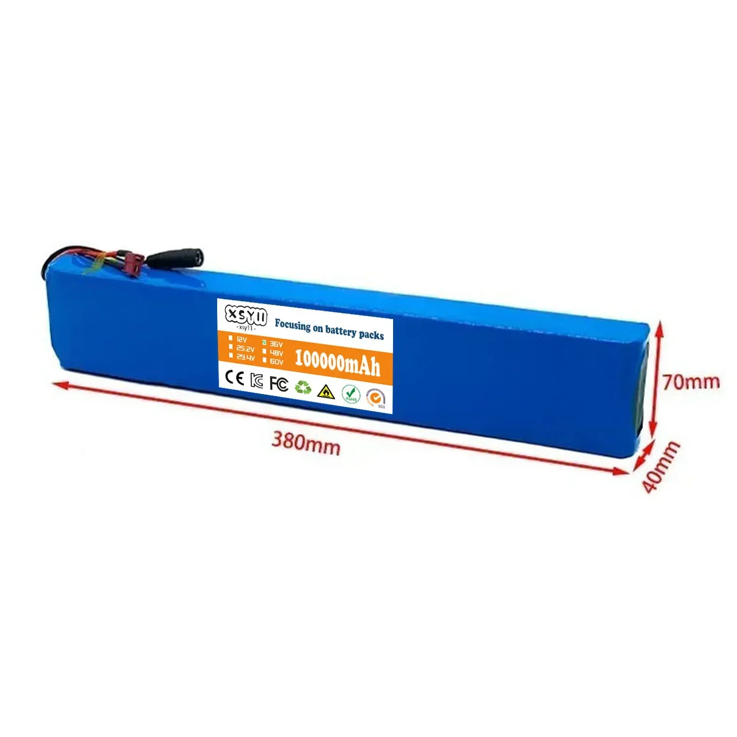 Imagem -04 - Bloco da Bateria de Lítio para o Trotinette Elétrico 18650 36v 100ah 10s4p 36v 100000mah