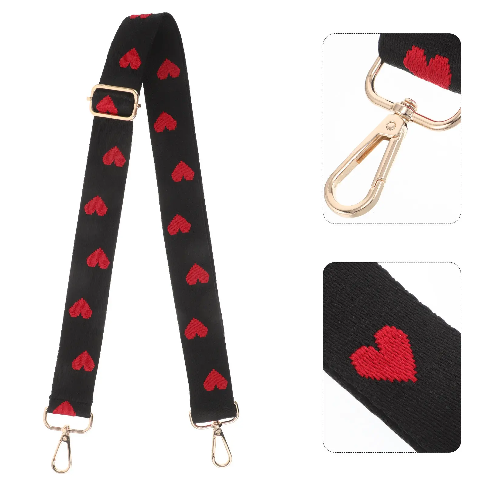 

Crossbody Shoulder Strap for Women Wide Comfortable Embroidered Heart Design Adjustable Handbag Purse Replacement Strap Vintage