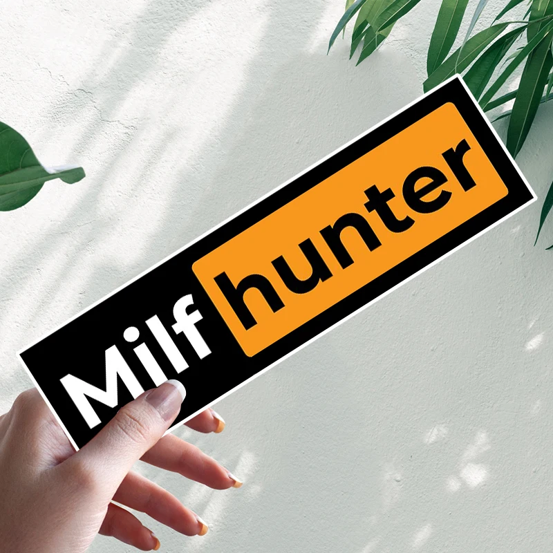 

Funny Tagline Milf Hunter Stickers Motorcycle Vinyl Decal Waterproof Windshield Auto Accessories #S90254