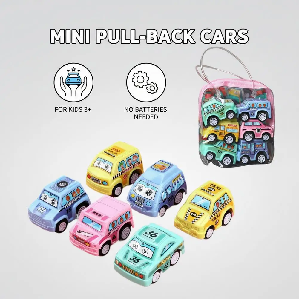 6pcs Car Model Toy Pull Back Car Toys Mobile Vehicle Fire Truck Taxi Model Kid Mini Cars Boy Toys Gift Diecasts Toy for Children view 4