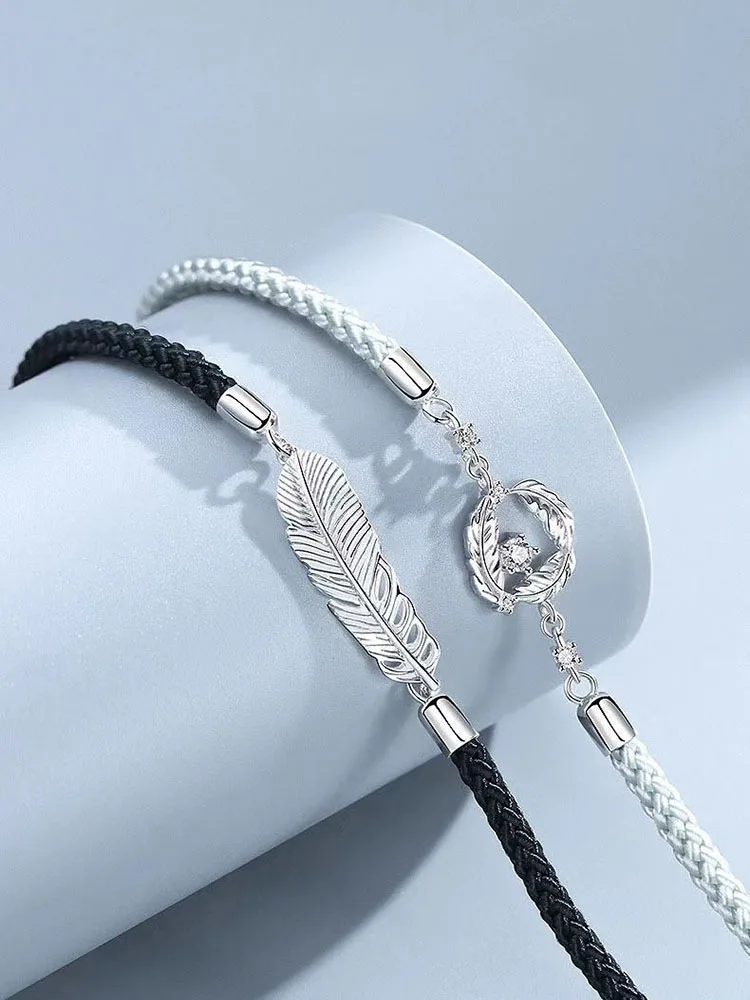 

Fashion Feather Friendship Bracelet Exquisite Weaving Hand Rope Simple Couple Bracelet Girlfriend Boyfriend Jewelry Gift