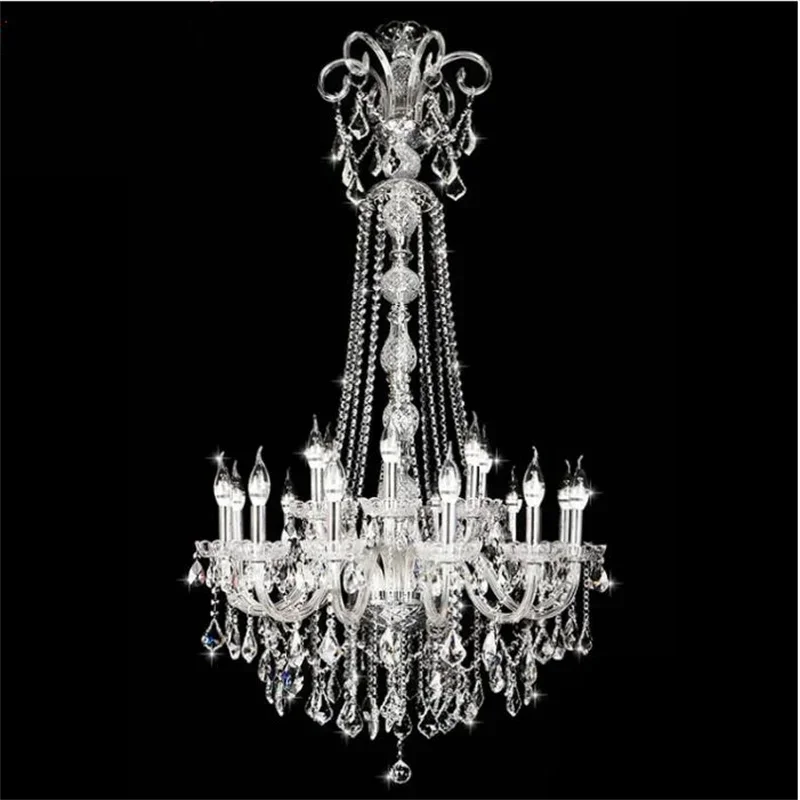 

Long Stair Chandelier Crystal Large Foyer Light Modern Fashion Living Room Dining Hall Complex Staircase Lighting