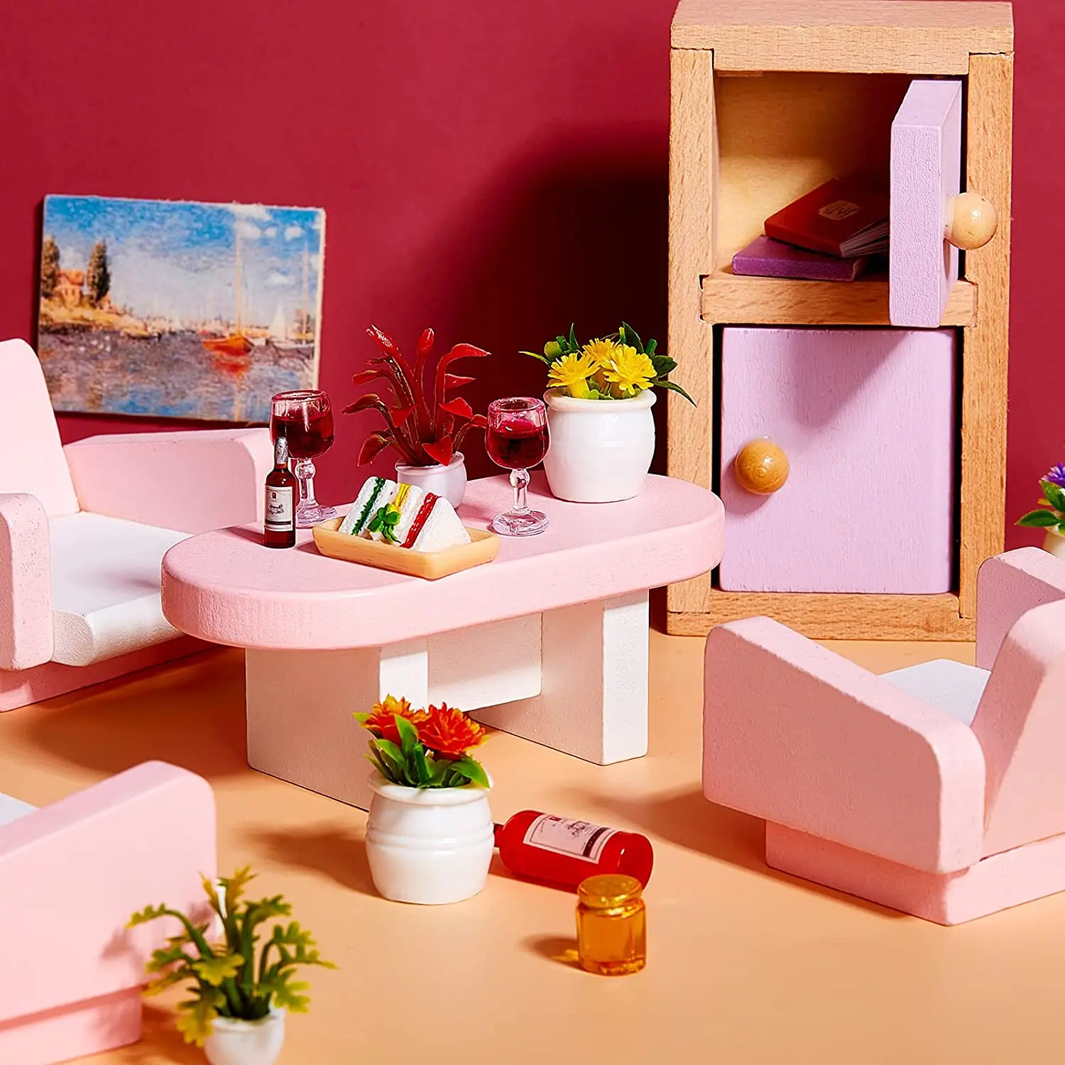 Puppenhaus-Pflanze, Miniatur-Bonsai-Pflanze, Mini-Topfpflanze, Blumenmodell, kleines gefälschtes grünes dekoratives Spielzeughaus – Detail 6