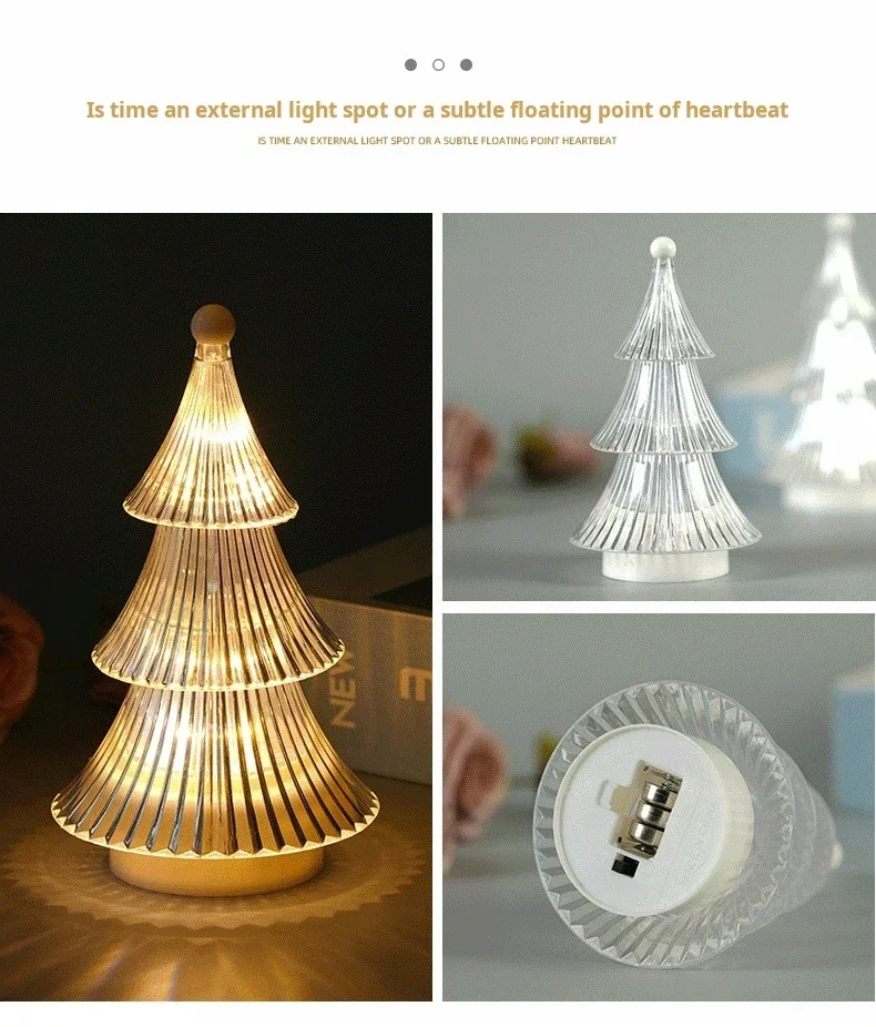 Luz nocturna de árbol de Navidad con pilas, mini lámpara de escritorio LED para decoración de dormitorio, regalo para vacaciones de Navidad