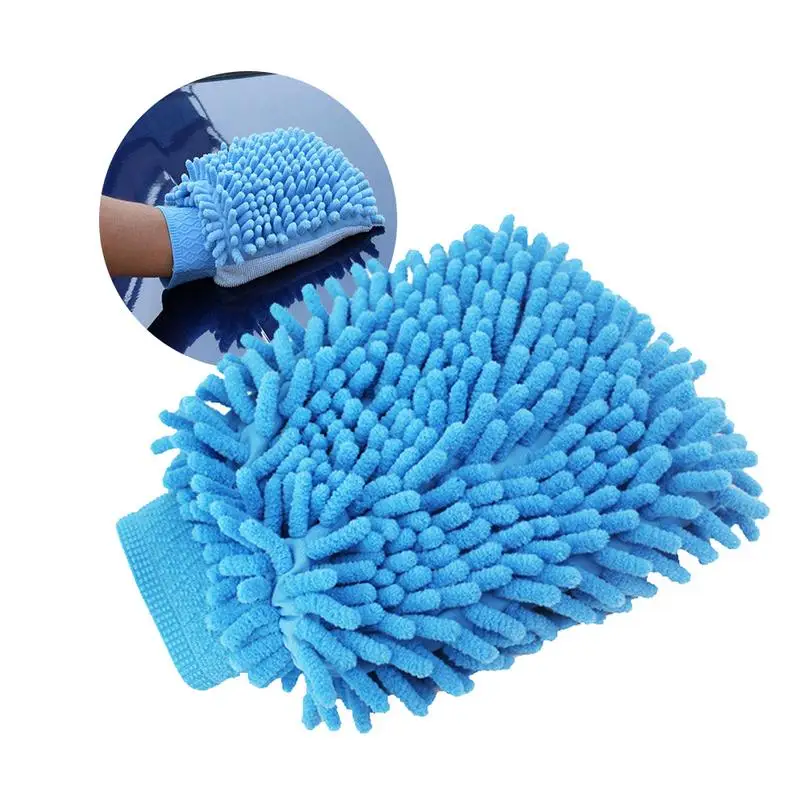 1PC Double-sided Microfiber Washable Car Washing Gloves Car Care Cleaning Gloves Cleaning Cloth Towel Mitt Car Accessories