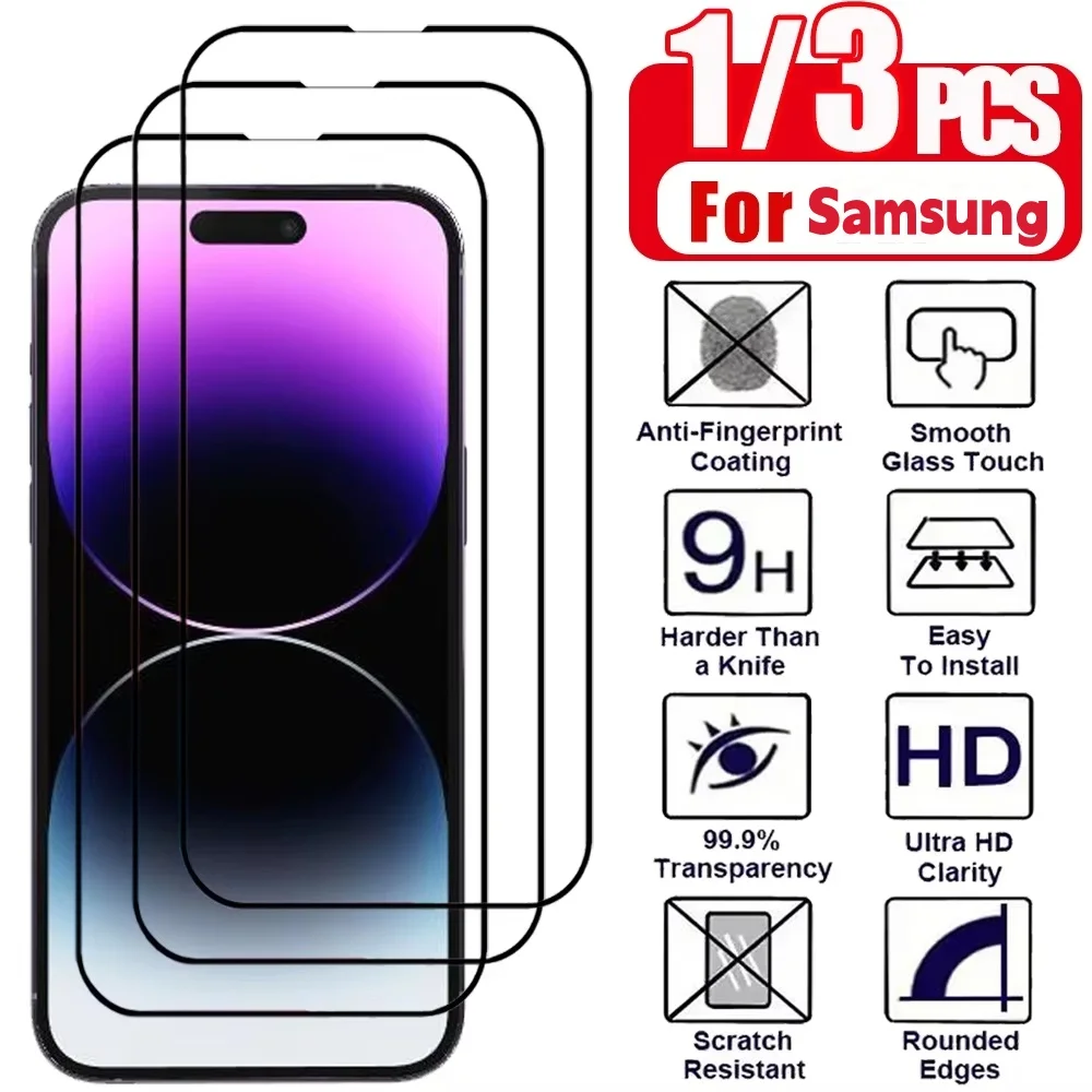 

Tempered Glass For Samsung S25 S24 Ultra S23 FE Protective Glass For A56 A16 A55 A07 A26 A54 A53 A35 A73 A17 Screen Protector