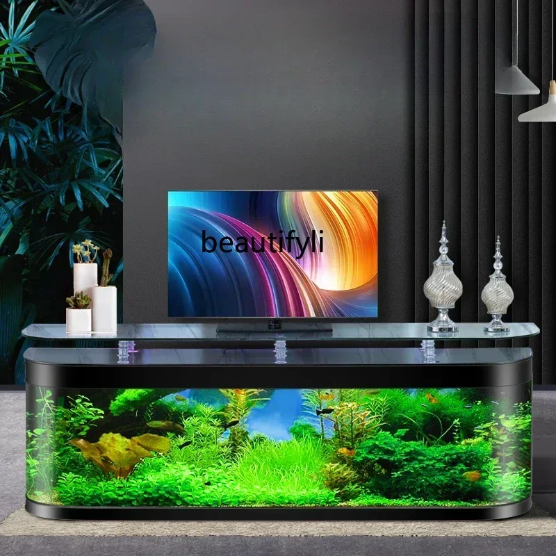 A139  TV Cabinet Fish Tank Living Room Back Filter Small Ecological Filter Loop Change Water Integrated Aquarium