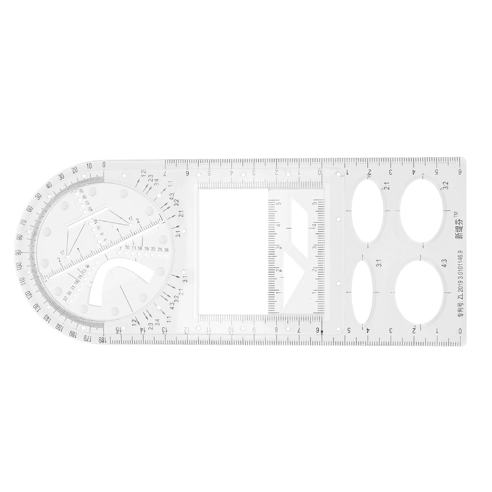 Ruler School Supplies Drawing Template Rulers Geometric Students Multipurpose Plastic White Draft for Tool