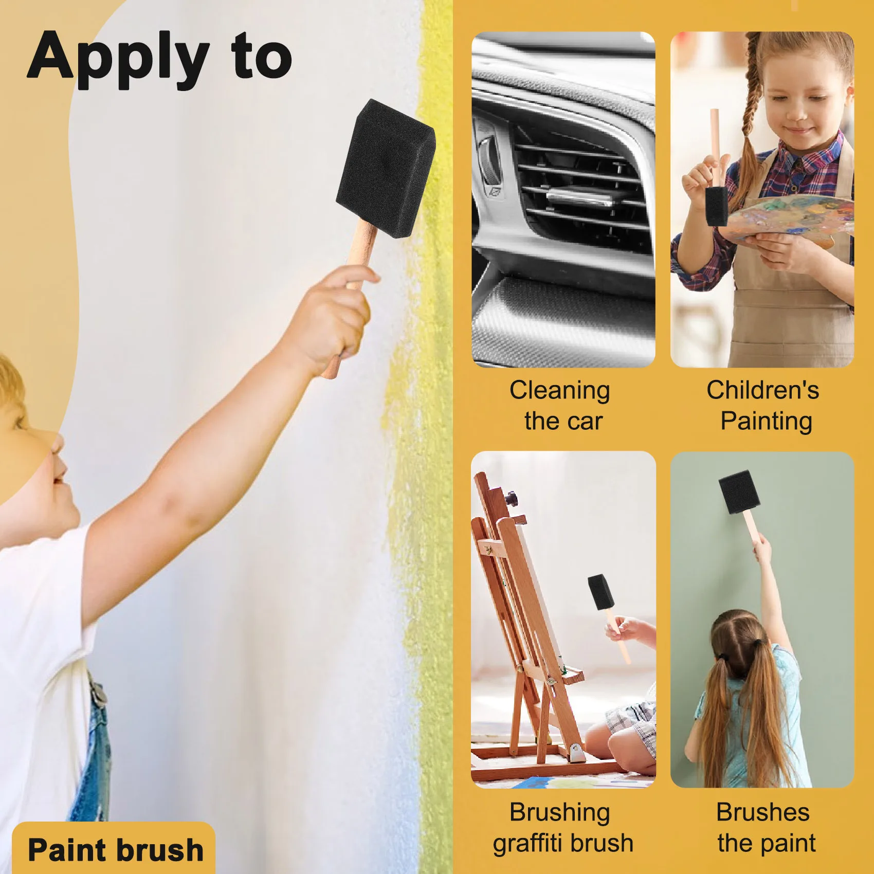 

ABDW-40 шт. пенопластовая губка, кисть для рисования с деревянной ручкой, набор кистей для рисования, инструмент для рисования акрилом, пятен, лаков, товары для рукоделия