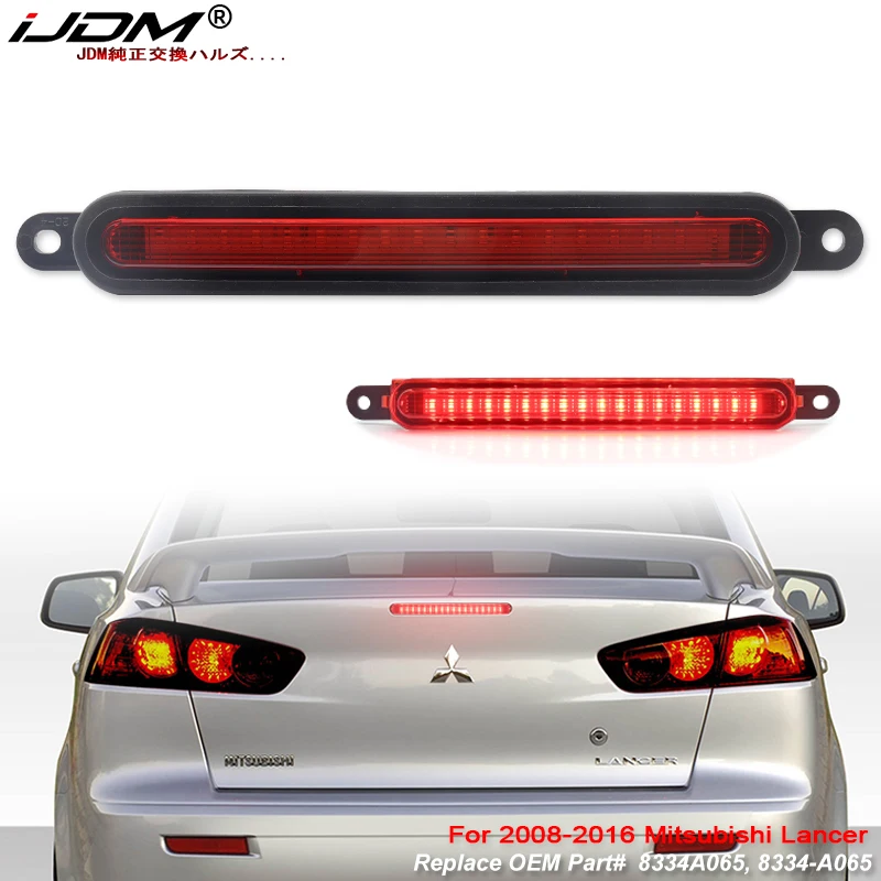 iJDM Car Full LED Red Trunk Lid 3rd Third Brake Light Bar Assembly for 2008-2017 Mitsubishi Lancer, Evolution X Sedan 12V