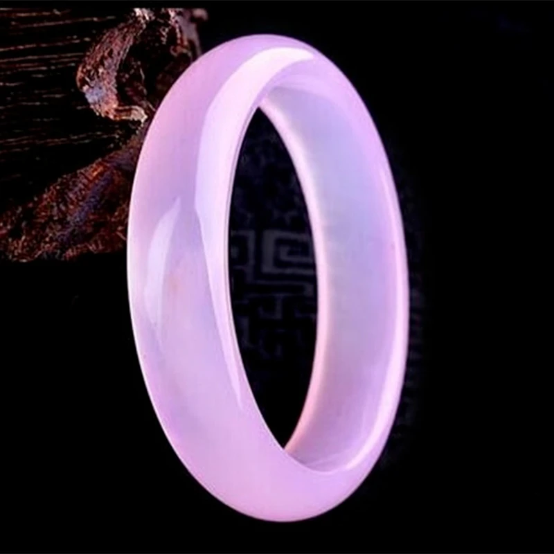 Natural Chinese Pink Chalcedony Hand-carved Wide Band Bracelet Fashion Boutique Jewelry Women's Bracelet Gift