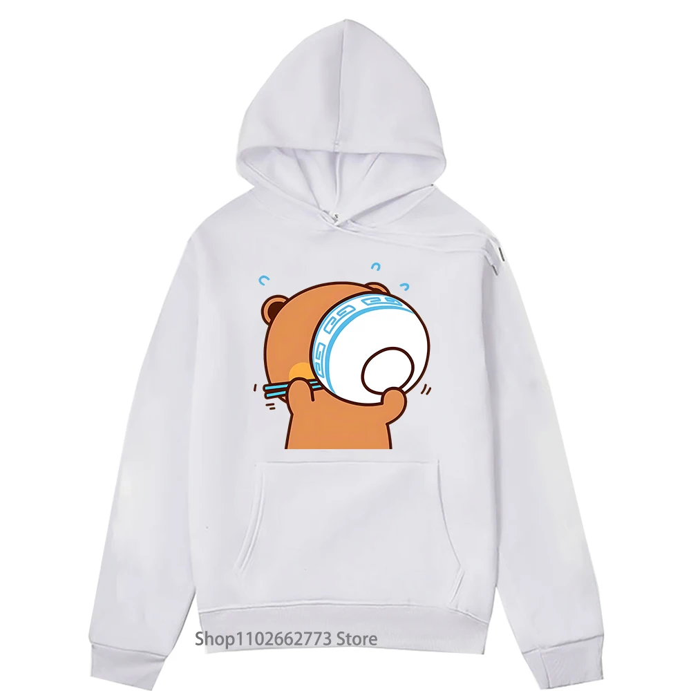 

Милый Dudu Is Enjoy Meals with Bubu Толстовка с принтом панды и медведя Kawaii Милая женская одежда Мужской топ Y2k Мужской женский пуловер