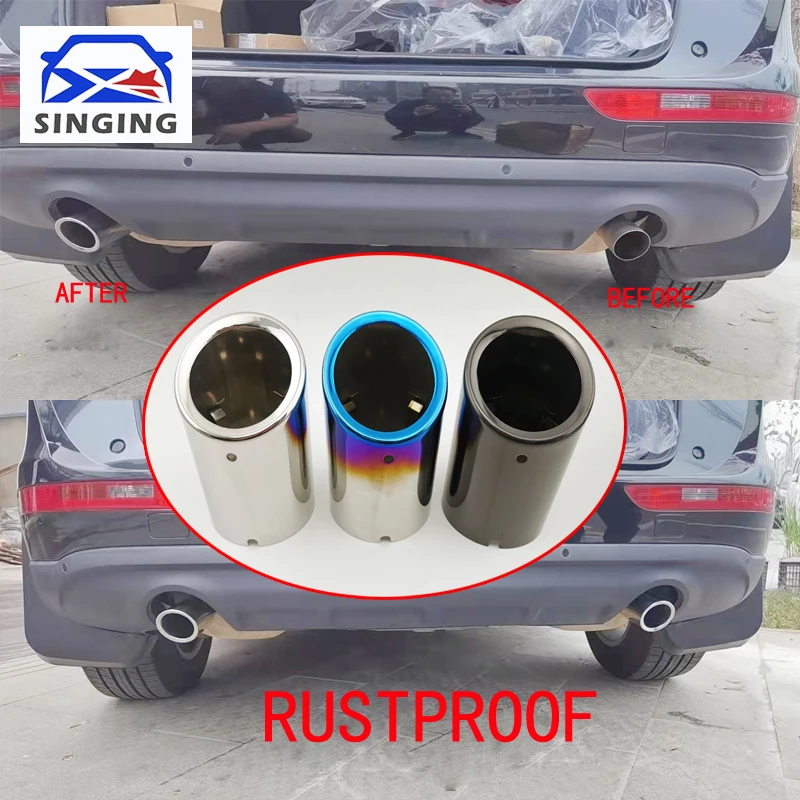 

Car Exhaust Tip Muffler SUS#304 stainless steel tailpipe Cover Auto Accessories decorative protector parts For 2009-2015 Audi Q5