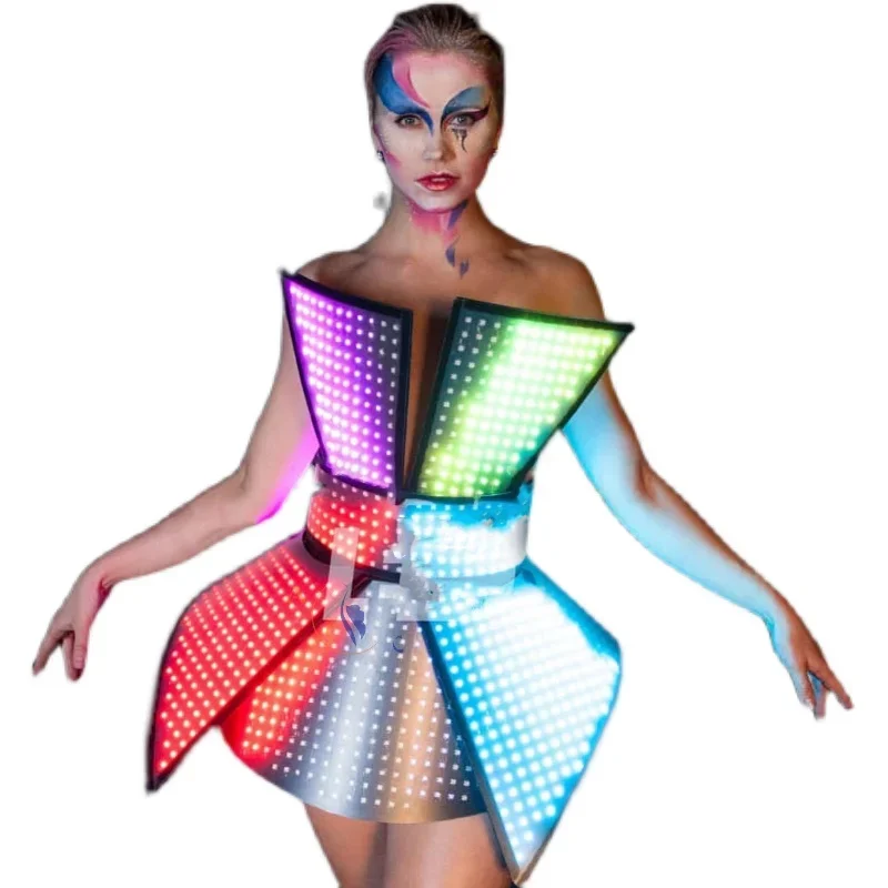 

Programmable LED luminous costume ds high-end nightclub bar gogo technology catwalk suit