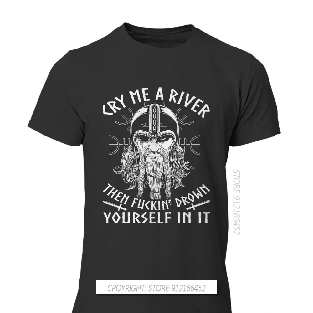 Men Norse Mythology Freyja Freyr Yggdrasil Fashion T-Shirt CRY ME A RIVER Pure Cotton Streetwear