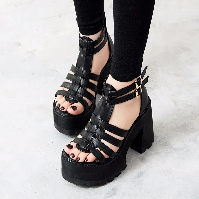 

14cm chunky heel sandals punk shoes Sandals High Heels Platform Sandals 2026 Women Summer Shoes women's sandal chunky shoe