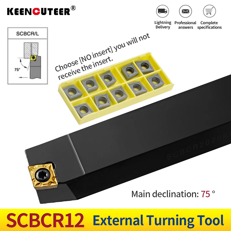 

SCBCR/L External Turning Tool Holder CCMT06/09/12 Carbide Inserts SCBCR1212H06 SCBCR1616H09 Compatible CNC Lathe Cutting Tools