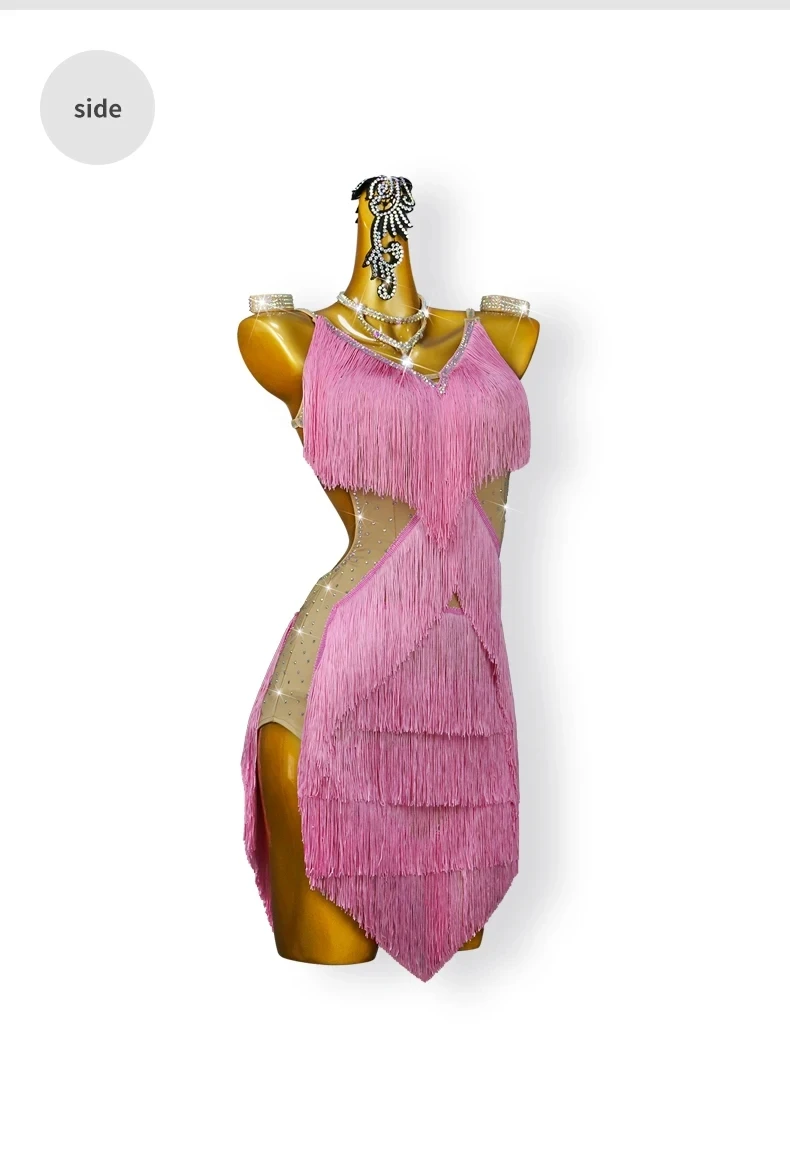 2026 Lateinamerikanisches Tanzkleid, Damen-Ballroom-Röcke, Performance-Kostüm, Mädchen-Sexy-Kleidung, Abschlussball-Anzug, Damen-Fransenkleid, Elegante Tanzkleidung – Detail 8