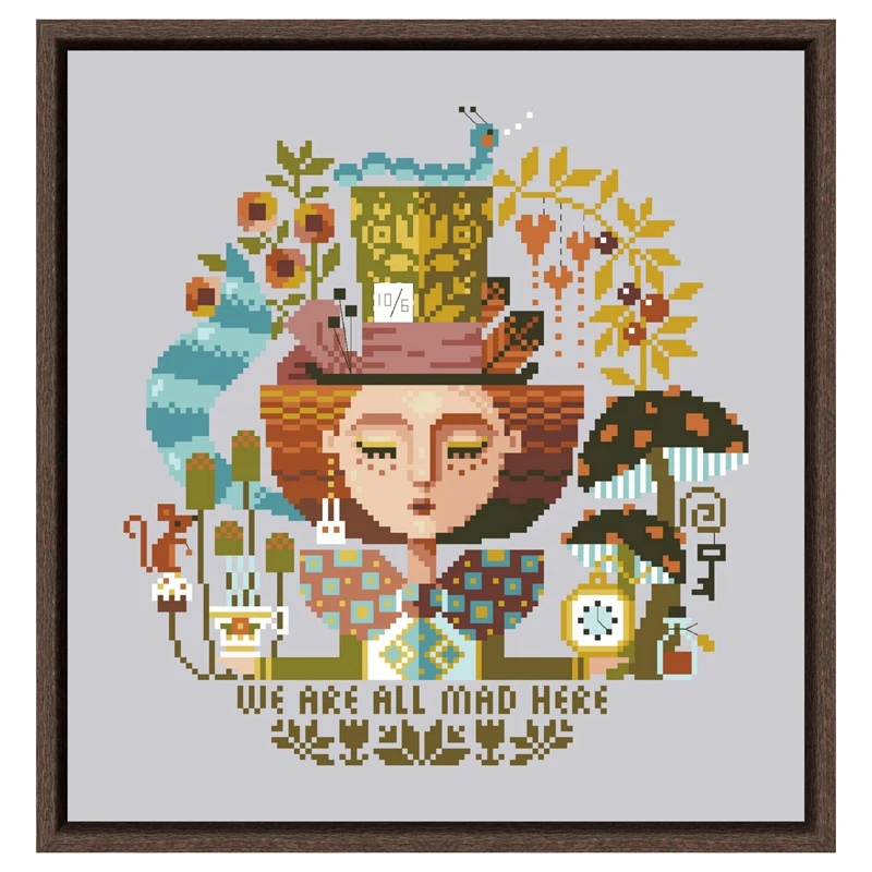 Mad Hatter Dreams cross stitch kit 18ct 14ct 11ct silver canvas fabric cotton silk thread embroider DIY handmade needlework