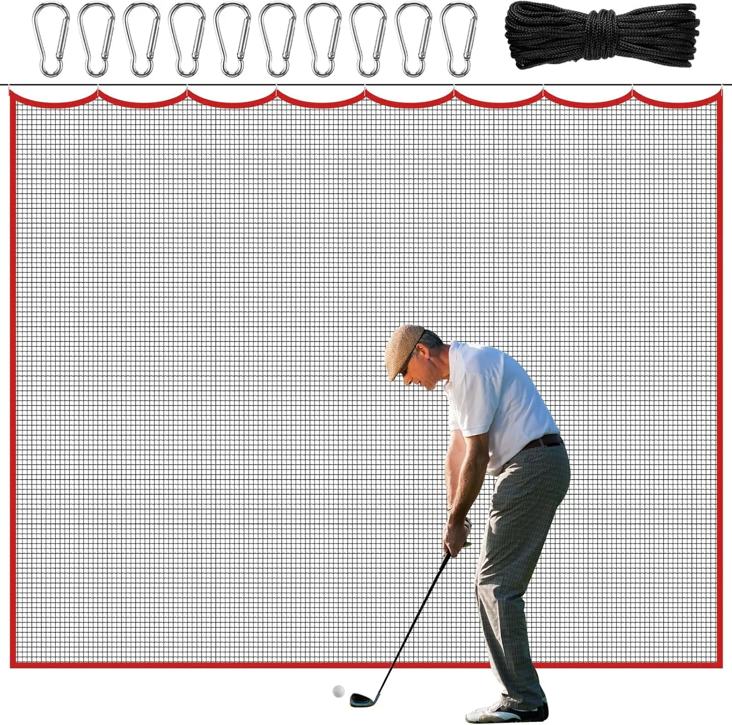 Heavy Duty Golf Net 10x10FT Golf Practice Net for Swing Training High Impact Golf Ball Hitting Barrier Net for Backyard Lawn