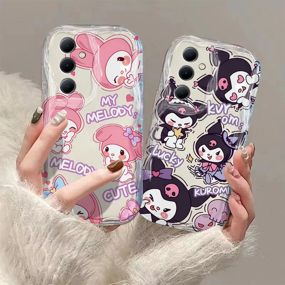 Cartoon Kuromi Melody 3D Wave Case For Samsung A73 A72 A71 A55 A54 A53 A35 A34 A33 A25 A24 A23 A15 A14 A13 A05 A04 4G 5G Cover