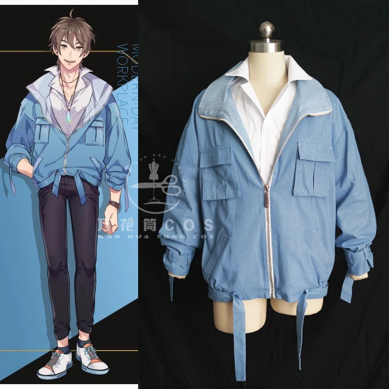 

COSLEE Anime Nu: Carnival Eiden Daily Denim Jacket Coat+Shirt Uniform Cosplay Costume Halloween Party Outfit S-XL New