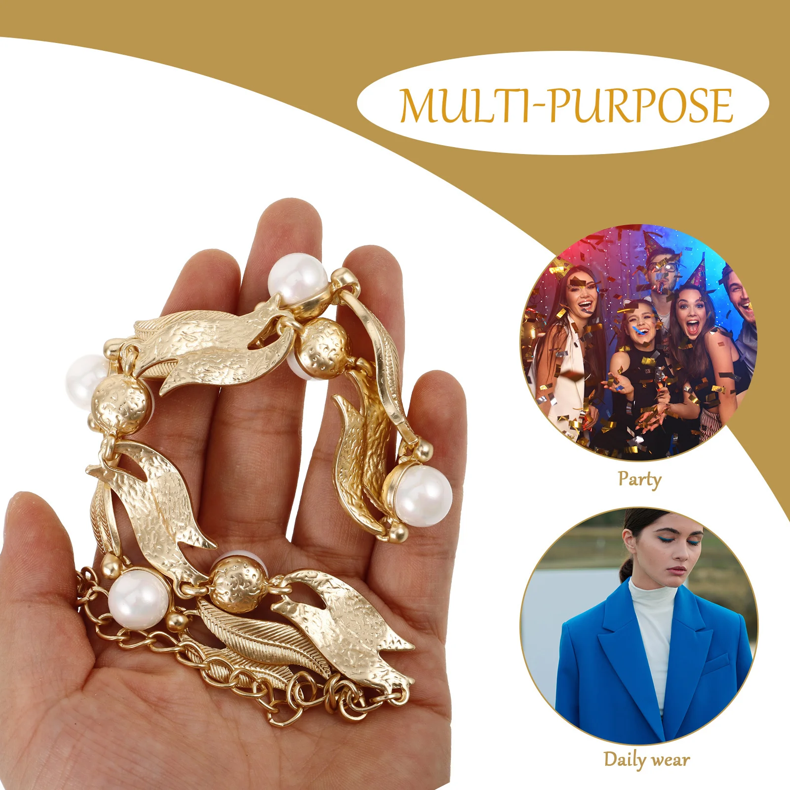 

Imitation Pearl Leaf Necklace Zinc Alloy Versatile Choker Necklace Jewelry for Weddings Women Pearl Necklaces Women Jewelry