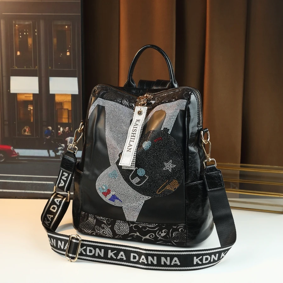 Ransel Perjalanan Wanita Kapasitas Besar Modis Tas Bahu Trendi Penggunaan Ganda Gaya Baru untuk Wanita Ideal untuk Perjalanan