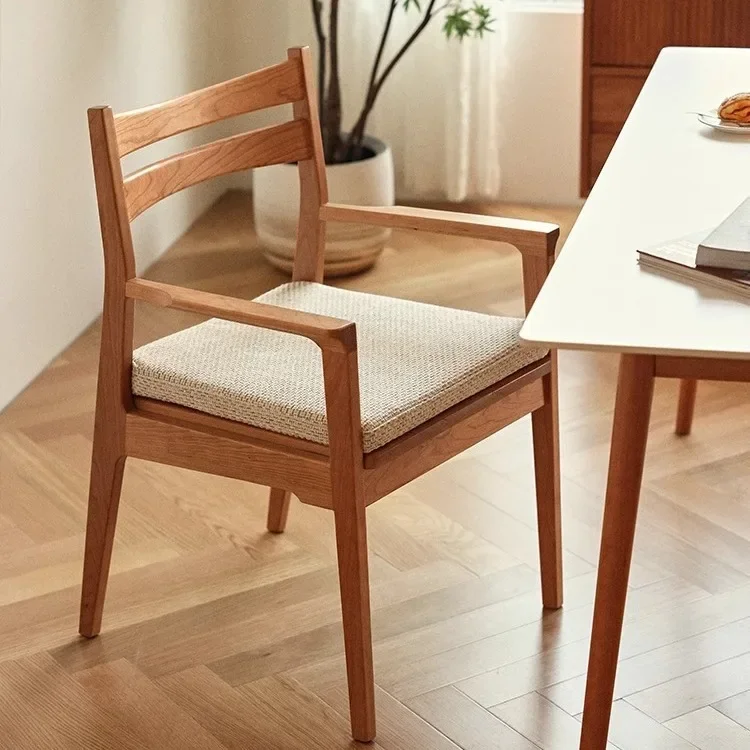 Nordic all solid wood minimalist Japanese cherry wood home dining chair, study chair, back chair, leisure negotiation chair